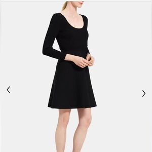 Theory Flared Dress Crepe Knit Black